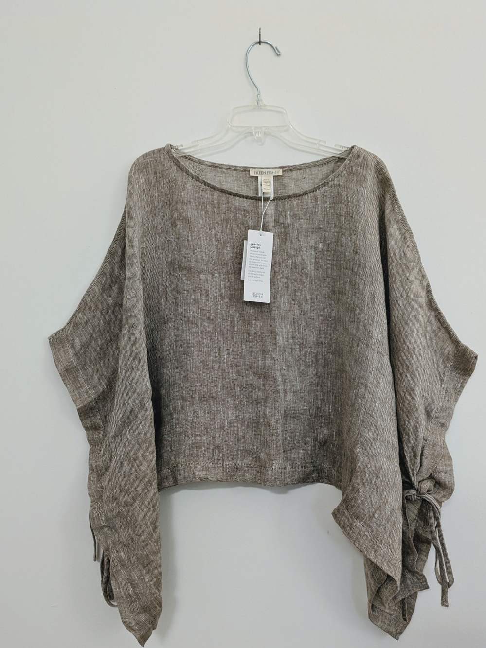 NWT Eileen Fisher Organic Linen Gauze Poncho Tie Sleeve